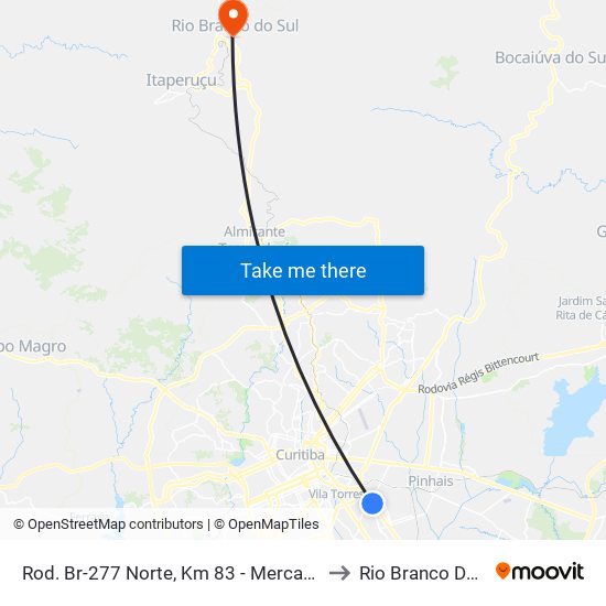Rod. Br-277 Norte, Km 83 - Mercadorama to Rio Branco Do Sul map