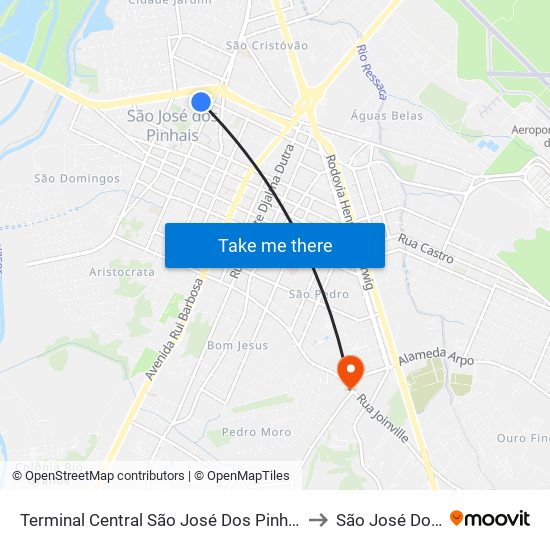 Terminal Central São José Dos Pinhais (Integração Total) to São José Dos Pinhais map