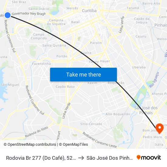 Rodovia Br 277 (Do Café), 5245 to São José Dos Pinhais map