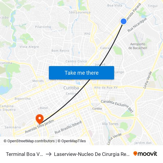 Terminal Boa Vista to Laserview-Nucleo De Cirurgia Refrativa map