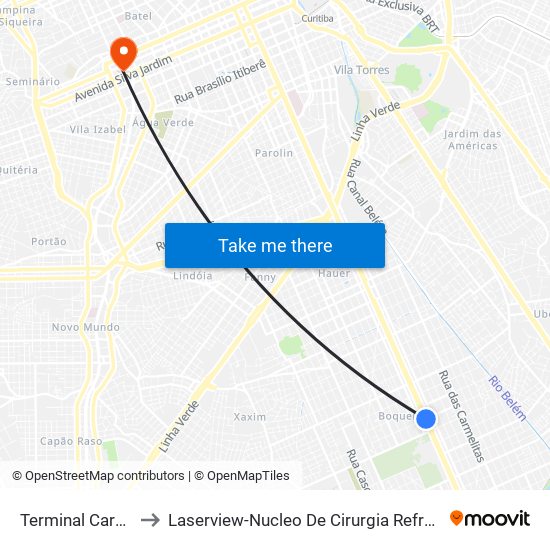 Terminal Carmo to Laserview-Nucleo De Cirurgia Refrativa map