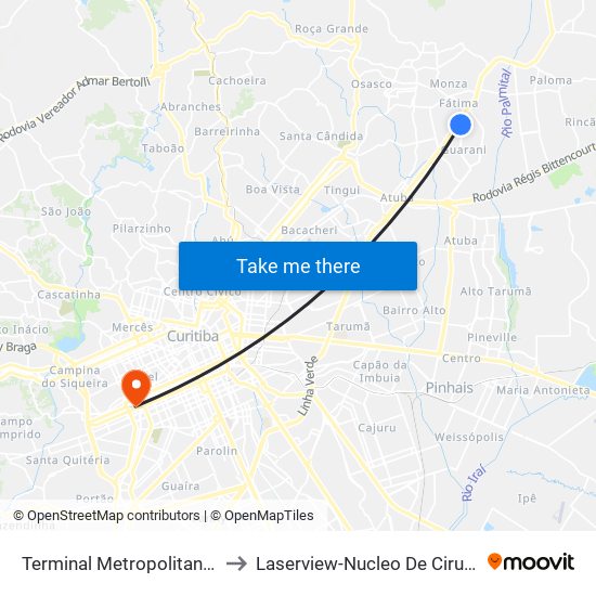 Terminal Metropolitano Maracanã to Laserview-Nucleo De Cirurgia Refrativa map