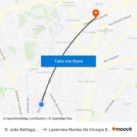 R. João Bettega, 4701 to Laserview-Nucleo De Cirurgia Refrativa map