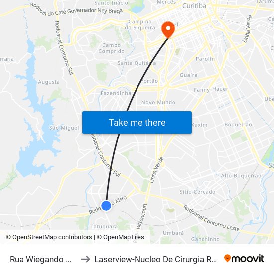 Rua Wiegando Olsen to Laserview-Nucleo De Cirurgia Refrativa map