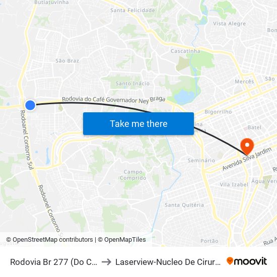 Rodovia Br 277 (Do Café), 5245 to Laserview-Nucleo De Cirurgia Refrativa map