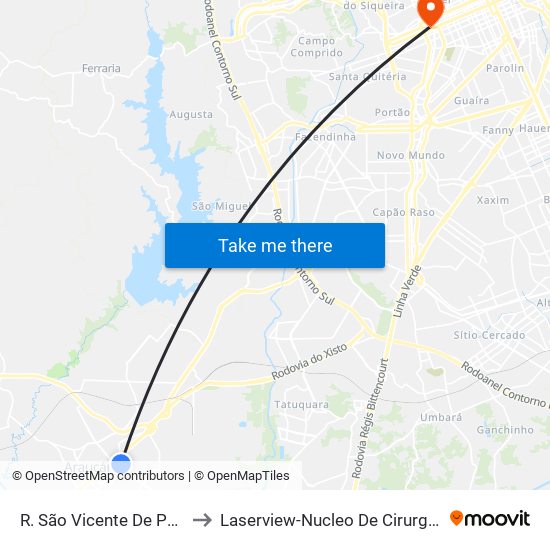 R. São Vicente De Paulo, 822 to Laserview-Nucleo De Cirurgia Refrativa map