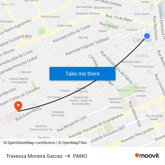 Travessa Moreira Garcez to PAMO map