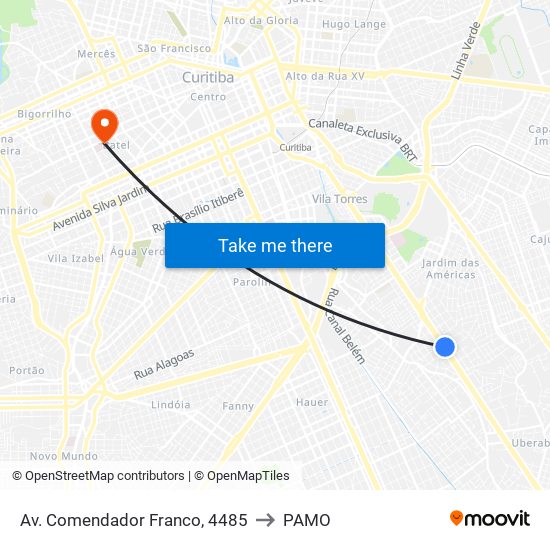 Av. Comendador Franco, 4485 to PAMO map