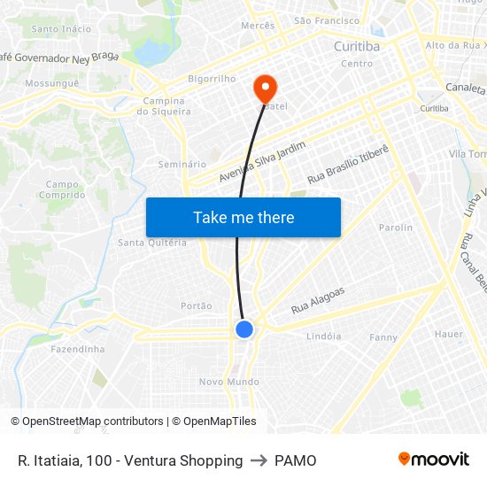 R. Itatiaia, 100 - Ventura Shopping to PAMO map