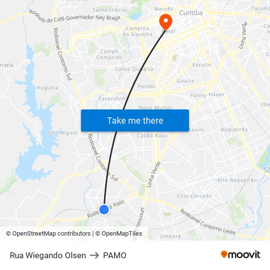 Rua Wiegando Olsen to PAMO map