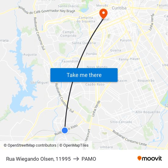 Rua Wiegando Olsen, 11995 to PAMO map