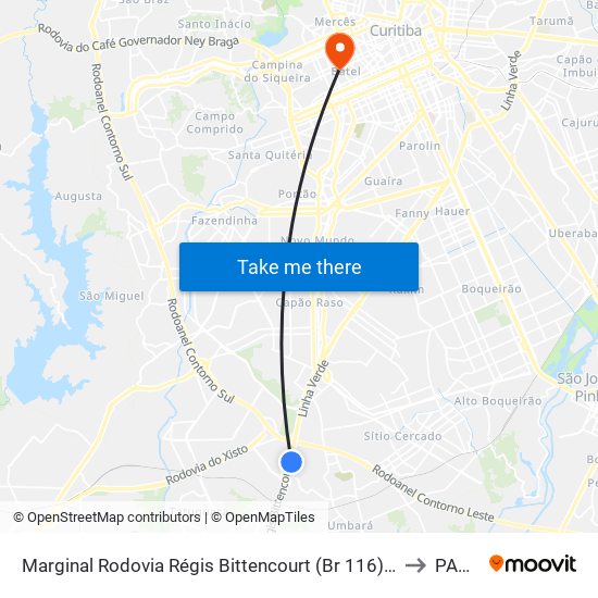 Marginal Rodovia Régis Bittencourt (Br 116) - Ceasa to PAMO map