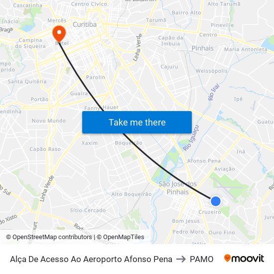 Alça De Acesso Ao Aeroporto Afonso Pena to PAMO map