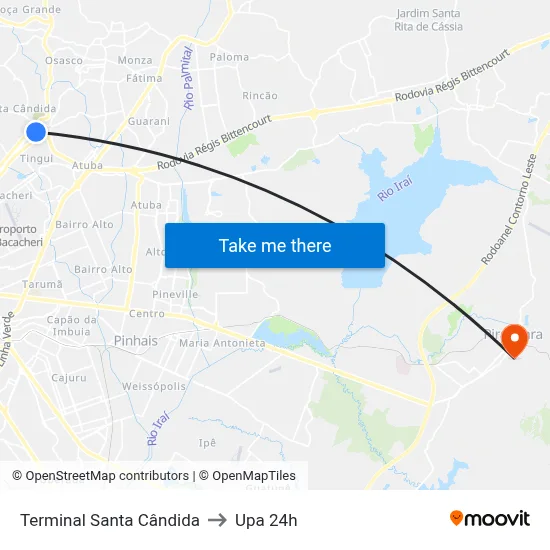 Terminal Santa Cândida to Upa 24h map