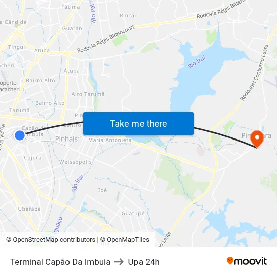 Terminal Capão Da Imbuia to Upa 24h map