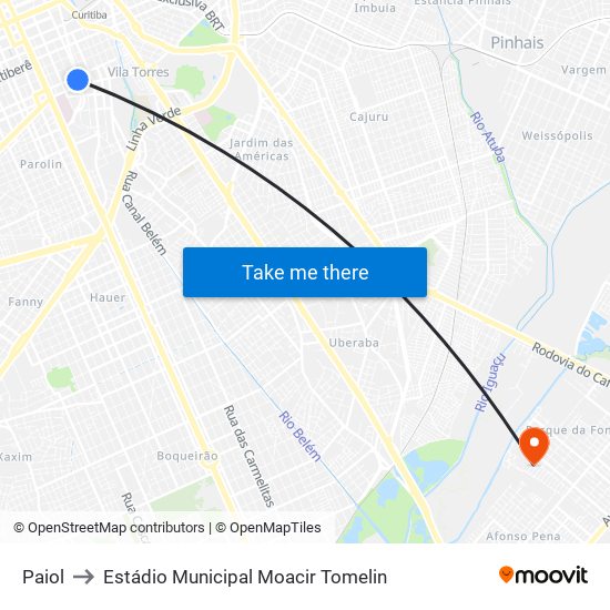 Paiol to Estádio Municipal Moacir Tomelin map
