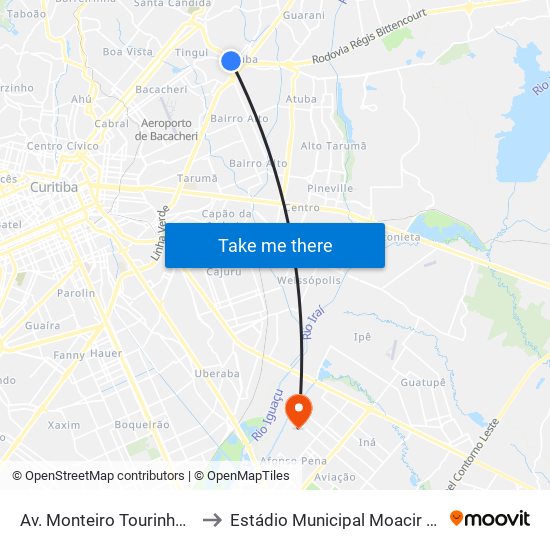 Av. Monteiro Tourinho, 1599 to Estádio Municipal Moacir Tomelin map