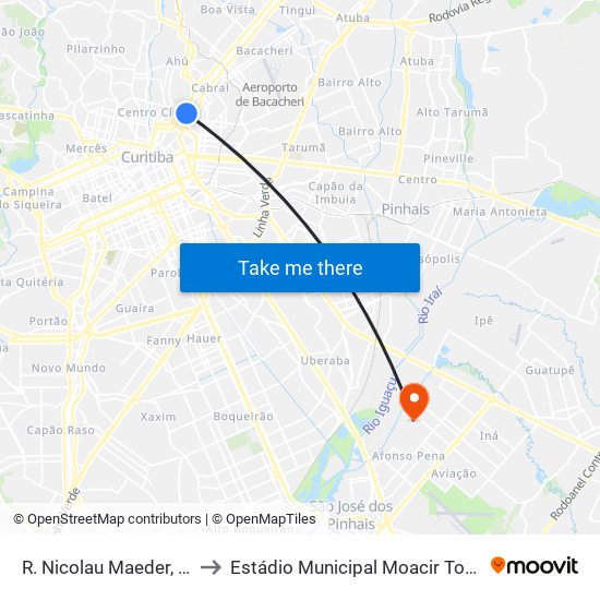 R. Nicolau Maeder, 562 to Estádio Municipal Moacir Tomelin map