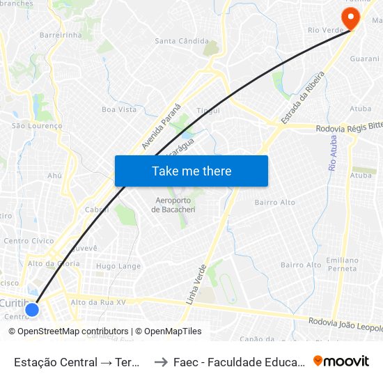 Estação Central → Terminal Santa Cândida to Faec - Faculdade Educacional De Colombo map