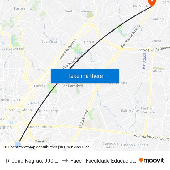 R. João Negrão, 900 (Ponte Preta) to Faec - Faculdade Educacional De Colombo map