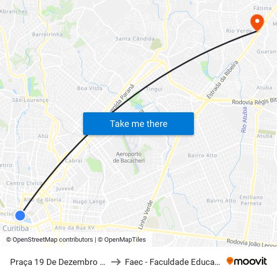 Praça 19 De Dezembro (R. Inácio Lustosa) to Faec - Faculdade Educacional De Colombo map