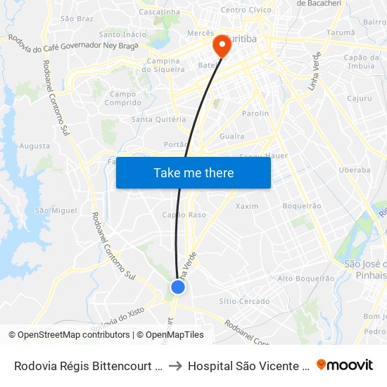 Rodovia Régis Bittencourt (Br 116) - Servopa to Hospital São Vicente - Quimioterapia map