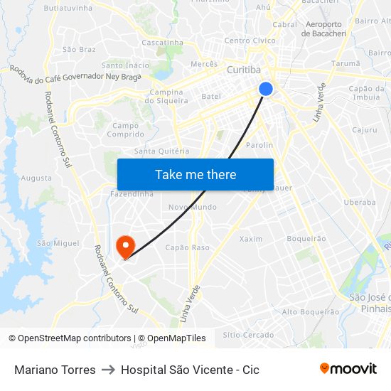 Mariano Torres to Hospital São Vicente - Cic map