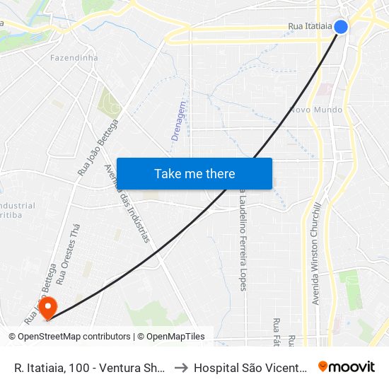 R. Itatiaia, 100 - Ventura Shopping to Hospital São Vicente - Cic map