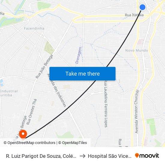 R. Luiz Parigot De Souza, Colégio Bagozzi to Hospital São Vicente - Cic map