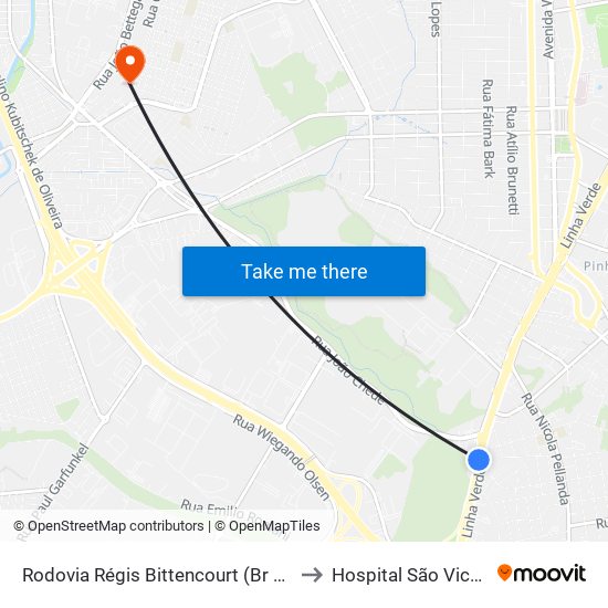 Rodovia Régis Bittencourt (Br 116) - Servopa to Hospital São Vicente - Cic map