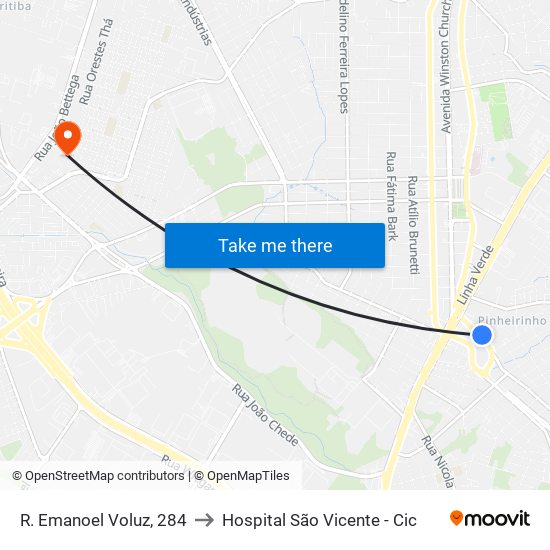 R. Emanoel Voluz, 284 to Hospital São Vicente - Cic map