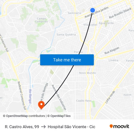 R. Castro Alves, 99 to Hospital São Vicente - Cic map