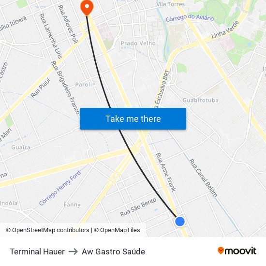 Terminal Hauer to Aw Gastro Saúde map