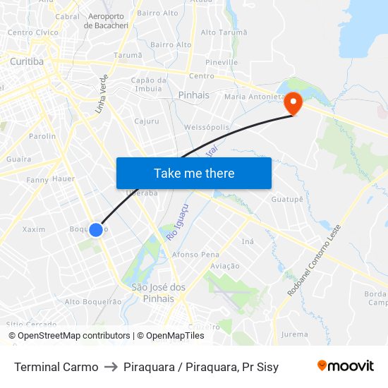 Terminal Carmo to Piraquara / Piraquara, Pr Sisy map