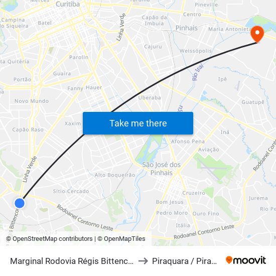 Marginal Rodovia Régis Bittencourt (Br 116) - Ceasa to Piraquara / Piraquara, Pr Sisy map