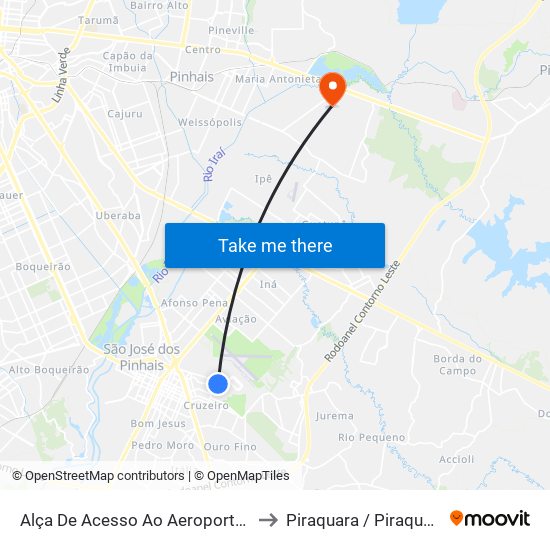 Alça De Acesso Ao Aeroporto Afonso Pena to Piraquara / Piraquara, Pr Sisy map