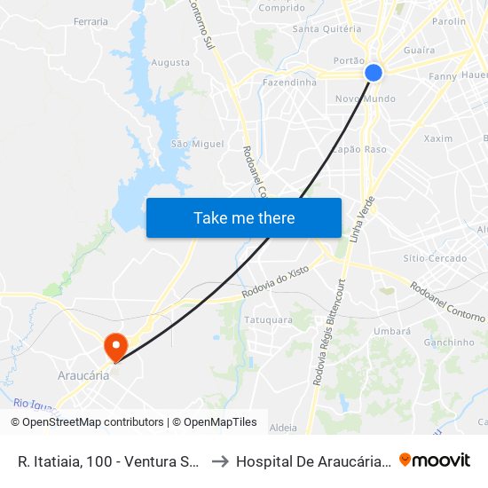 R. Itatiaia, 100 - Ventura Shopping to Hospital De Araucária - Hma map