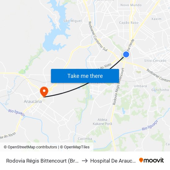 Rodovia Régis Bittencourt (Br 116) - Servopa to Hospital De Araucária - Hma map