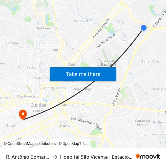 R. Antônio Edmar Barone, 30 to Hospital São Vicente - Estacionamento Médicos map