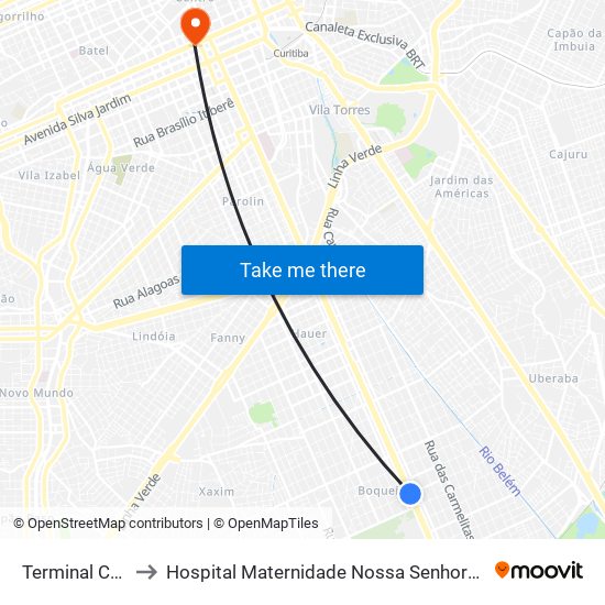 Terminal Carmo to Hospital Maternidade Nossa Senhora De Fátima map