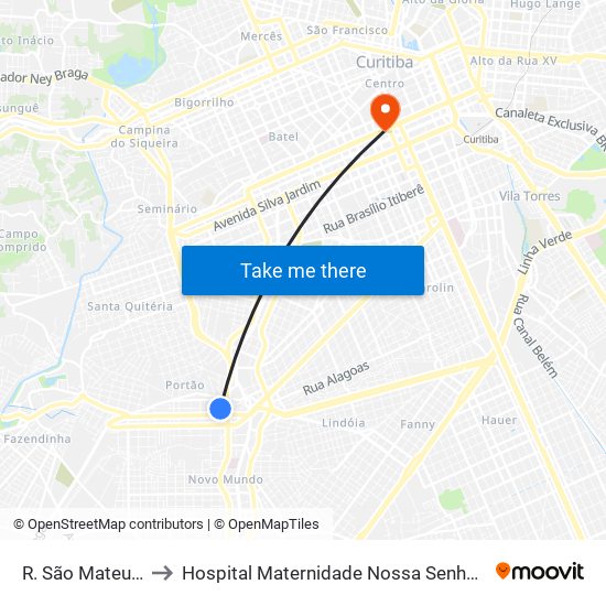 R. São Mateus, 200 to Hospital Maternidade Nossa Senhora De Fátima map