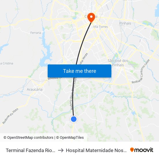 Terminal Fazenda Rio Grande (Externo) to Hospital Maternidade Nossa Senhora De Fátima map
