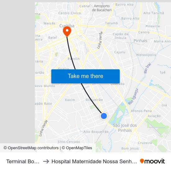 Terminal Boqueirão to Hospital Maternidade Nossa Senhora De Fátima map