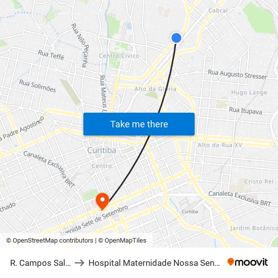 R. Campos Sales, 842 to Hospital Maternidade Nossa Senhora De Fátima map