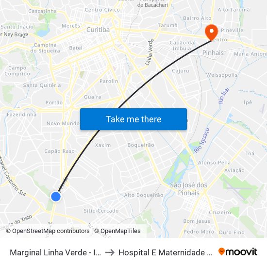 Marginal Linha Verde - Ibratec to Hospital E Maternidade Pinhais map