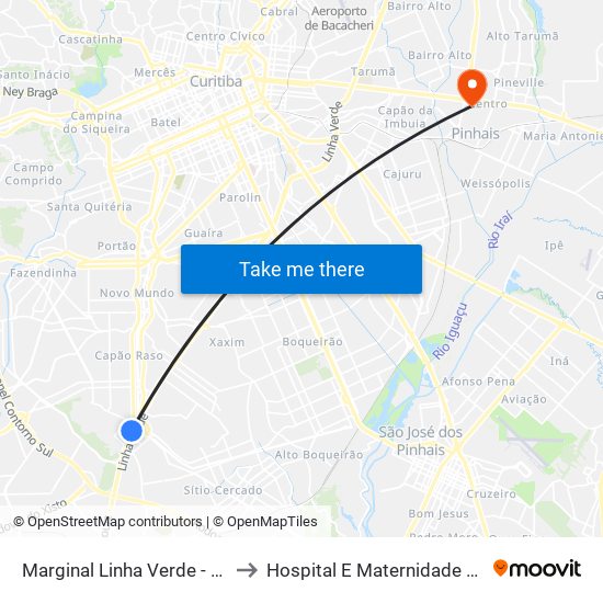 Marginal Linha Verde - Avipec to Hospital E Maternidade Pinhais map