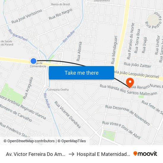 Av. Victor Ferreira Do Amaral, 3377 to Hospital E Maternidade Pinhais map