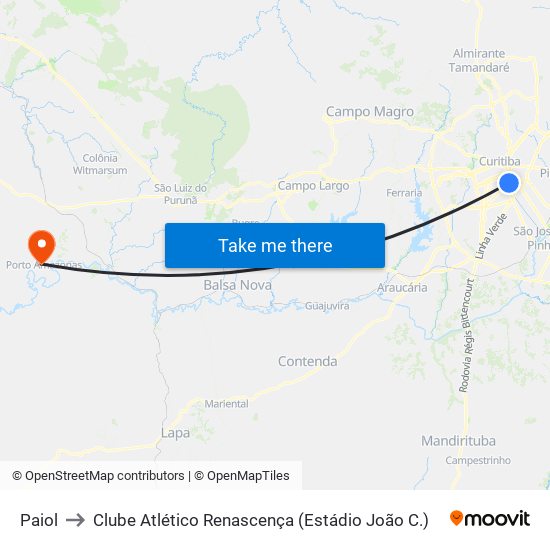 Paiol to Clube Atlético Renascença (Estádio João C.) map