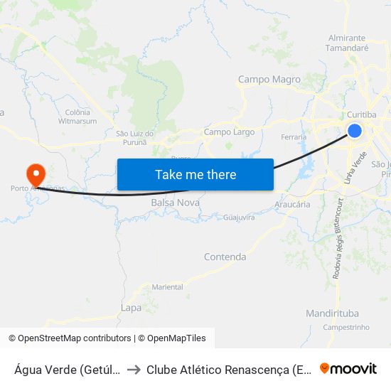 Água Verde (Getúlio Vargas) to Clube Atlético Renascença (Estádio João C.) map