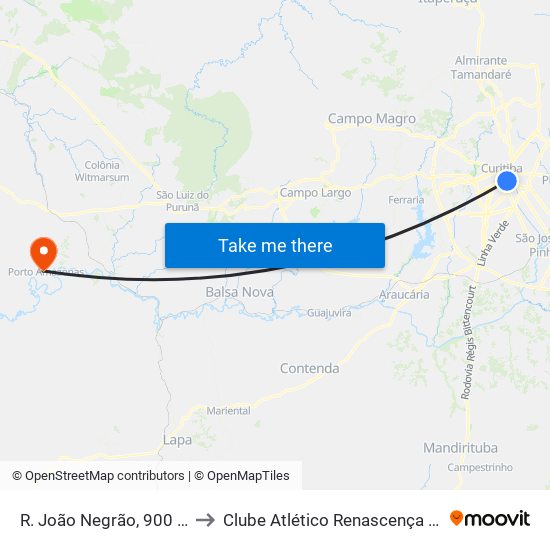 R. João Negrão, 900 (Ponte Preta) to Clube Atlético Renascença (Estádio João C.) map